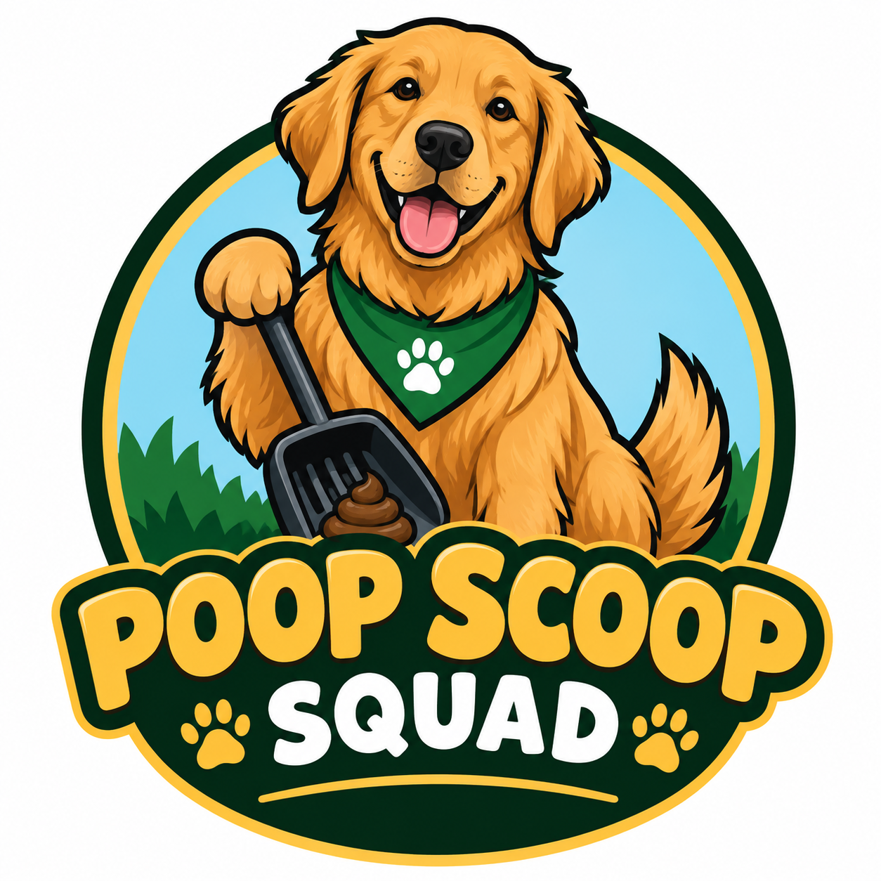 Poop Scoop Squad Golden Retriever logo